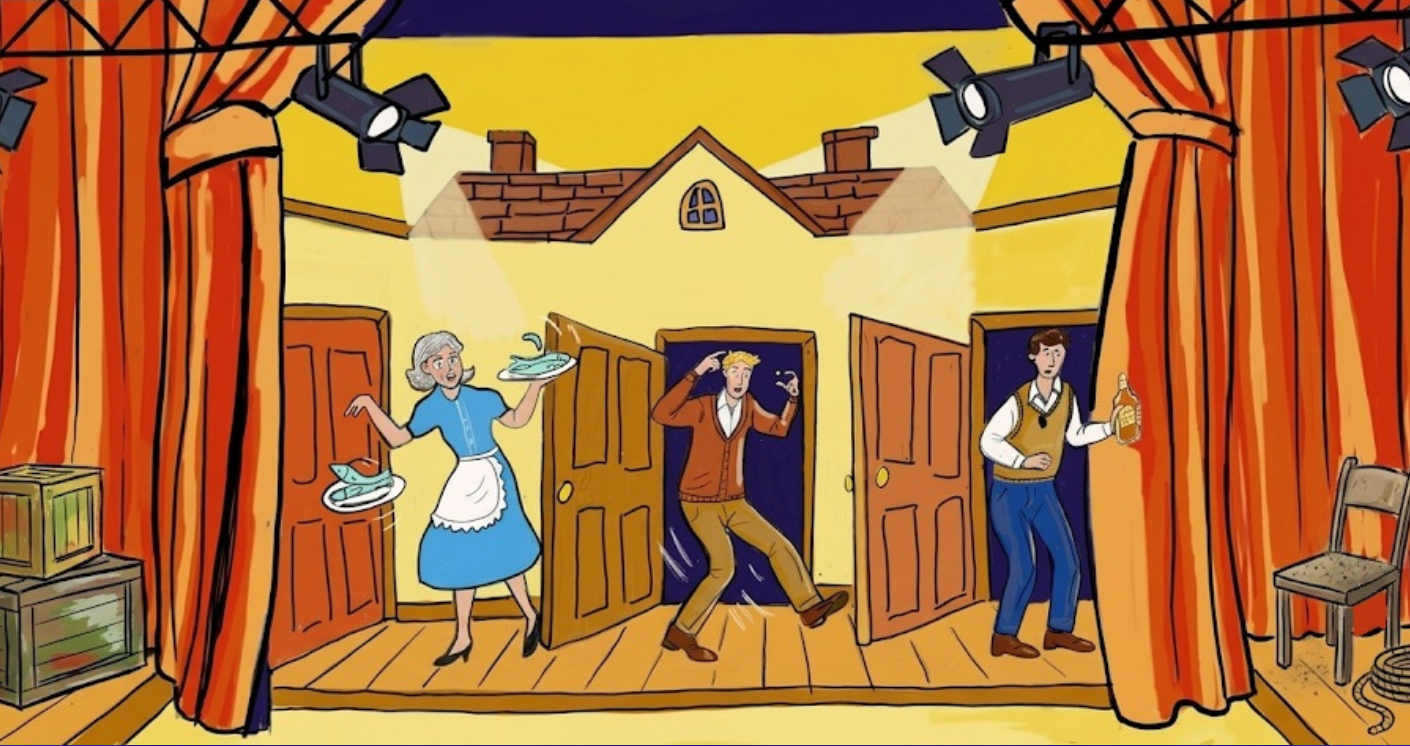 Illustration of an elderly lady in a maid
